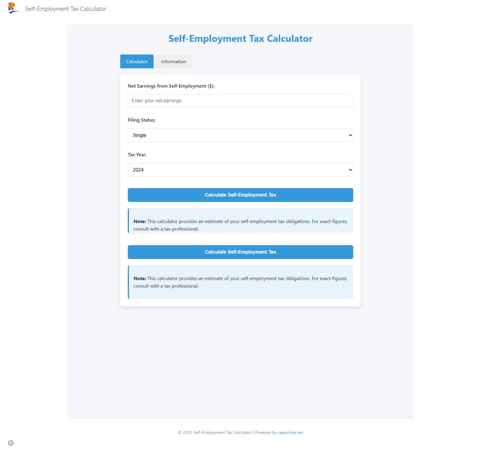 Self-Employment Tax Calculator