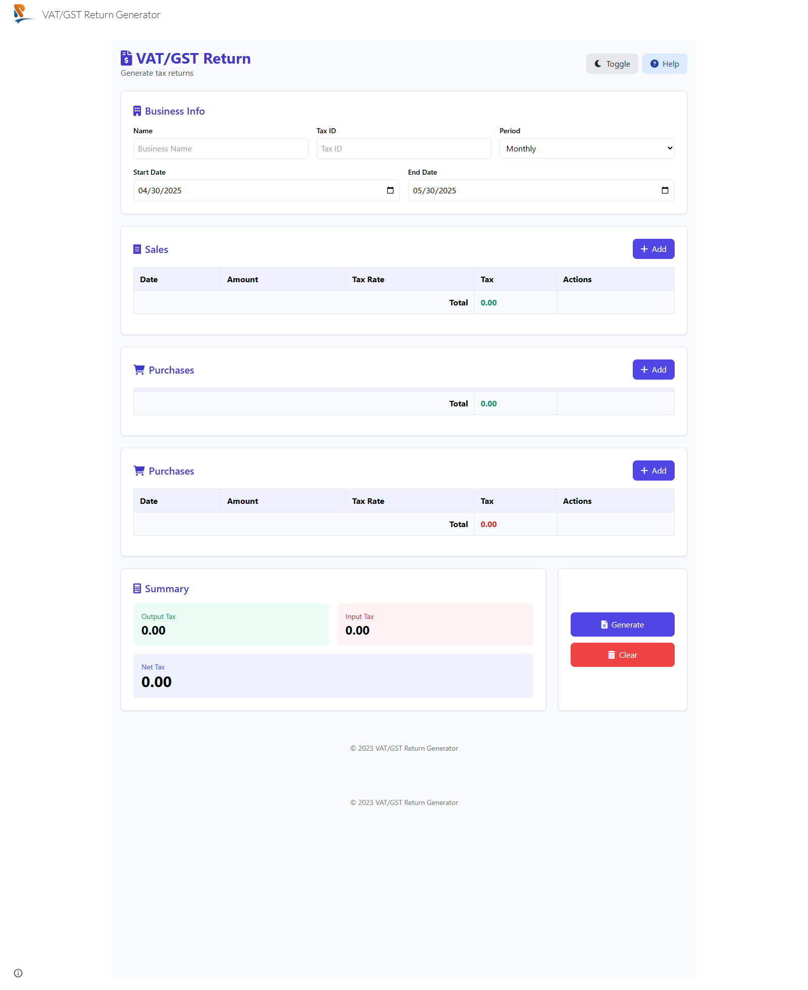 VAT/GST Return Generator