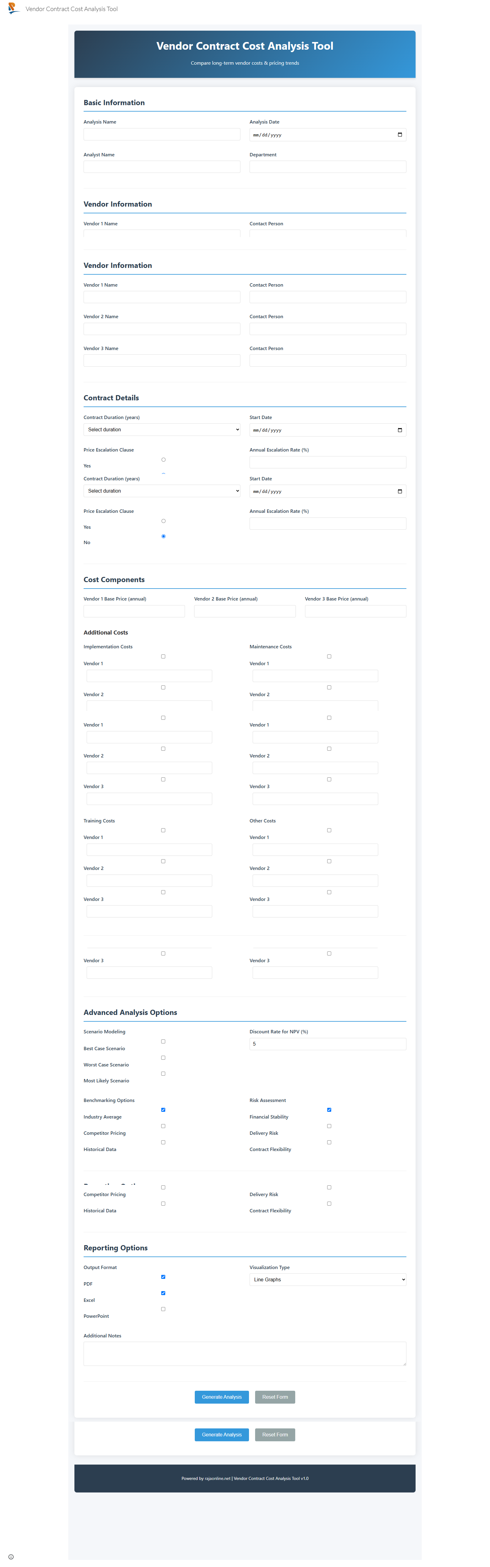 Vendor Contract Cost Analysis Tool