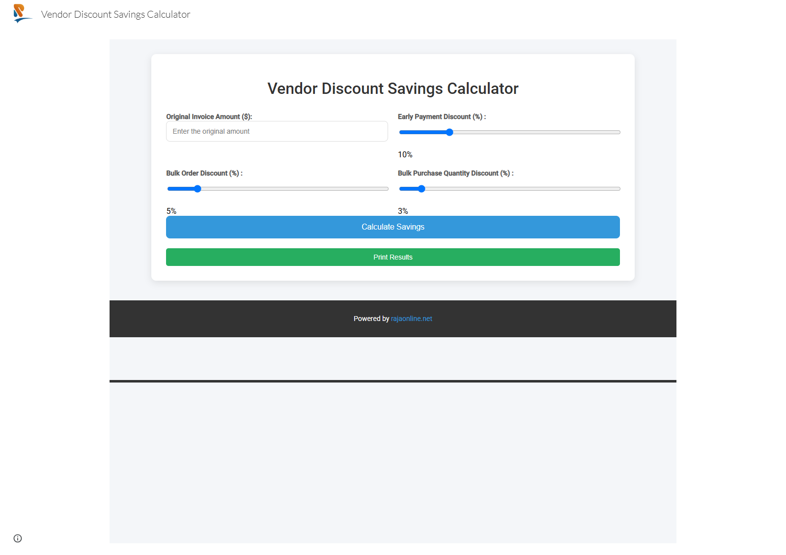 Vendor Discount Savings Calculator