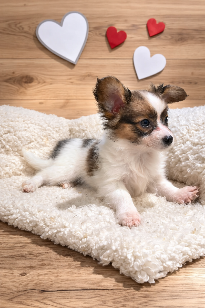 Agora, Epagneul Papillon femelle née le 07/12/25 LOF