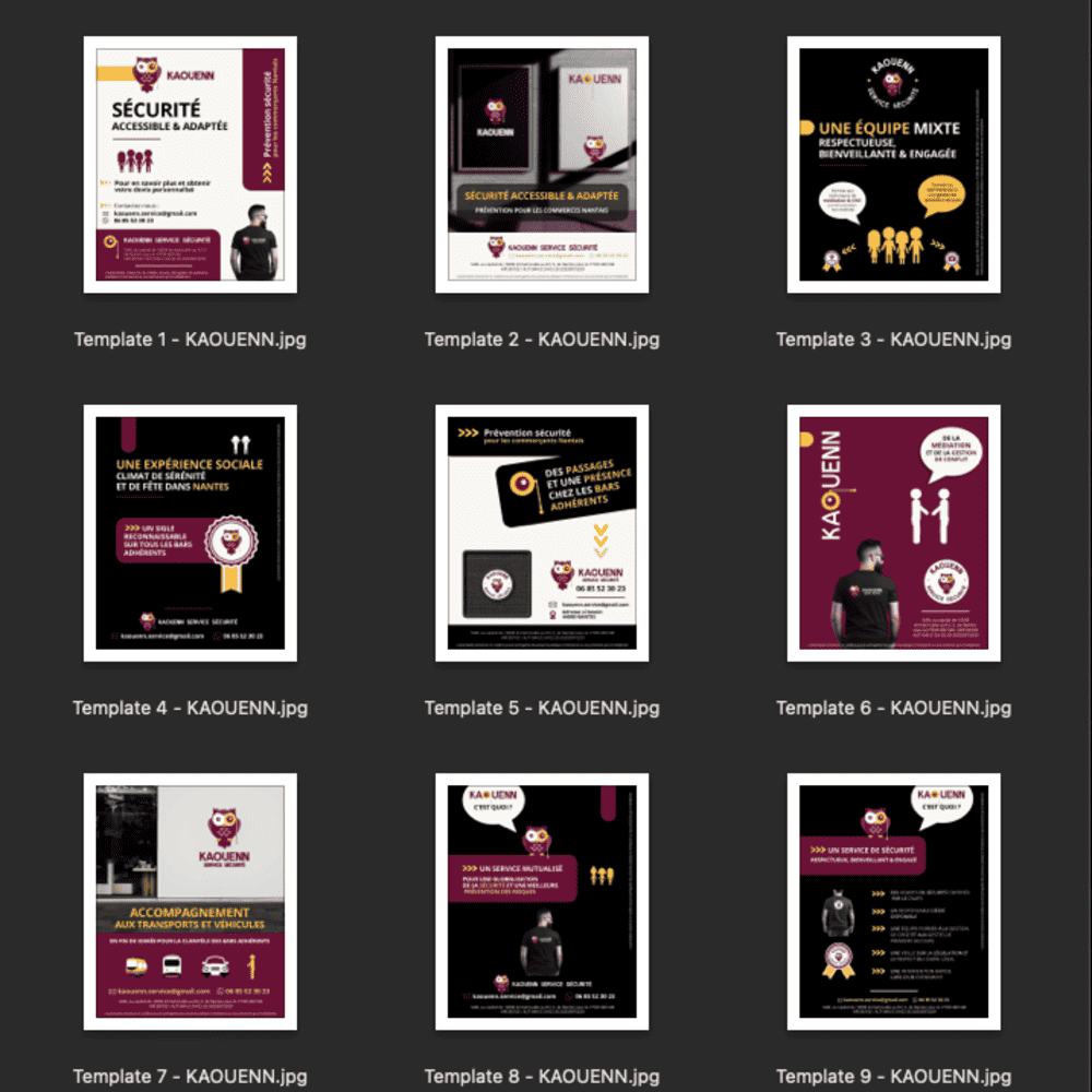 Template de visuels web réseaux sociaux pour KAOUENN - sécurité à Nantes