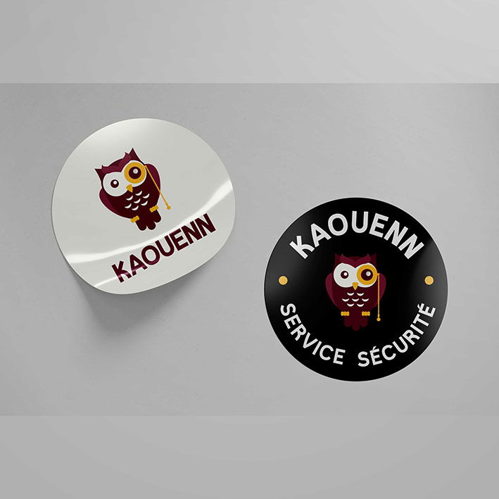 Logo sur pastille adhésives stickers Kaouenn sécurité Nantes