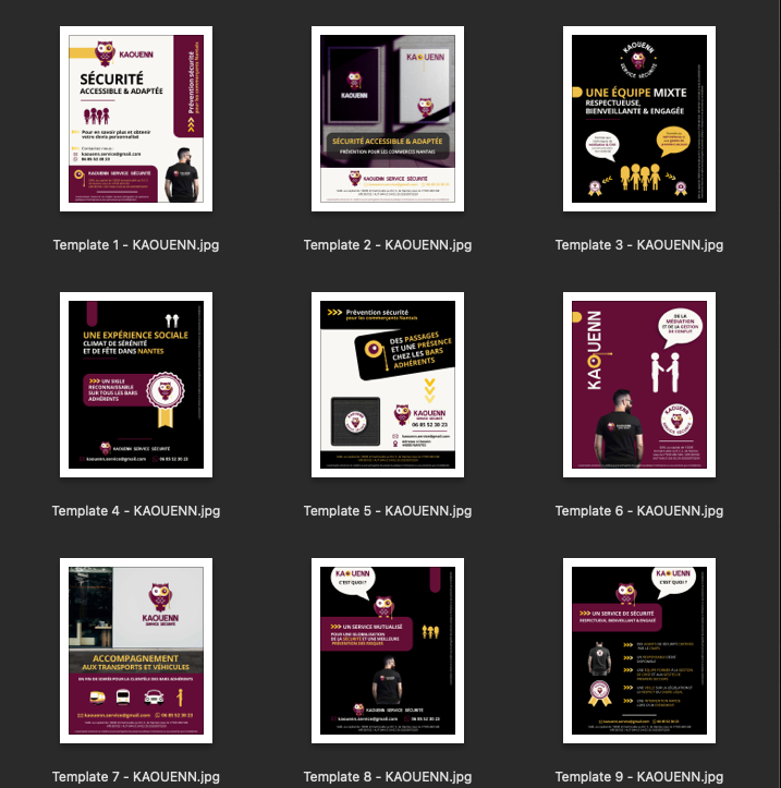 Template création graphique Kaouenn sécurité Nantes