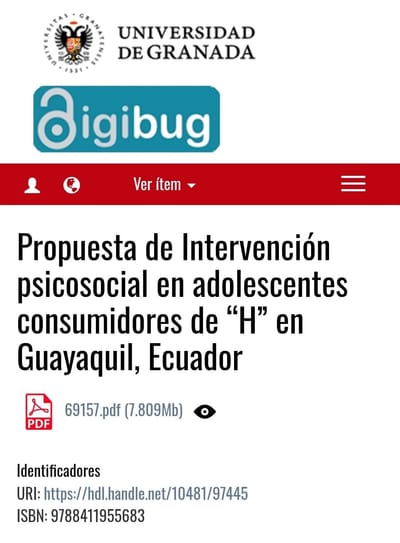 Propuesta de Intervención psicosocial en adolescentes consumidores de “H” en Guayaquil, Ecuador