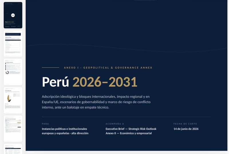 Anexo I | Geopolitical & Governance Annex – Perú 2026–2031