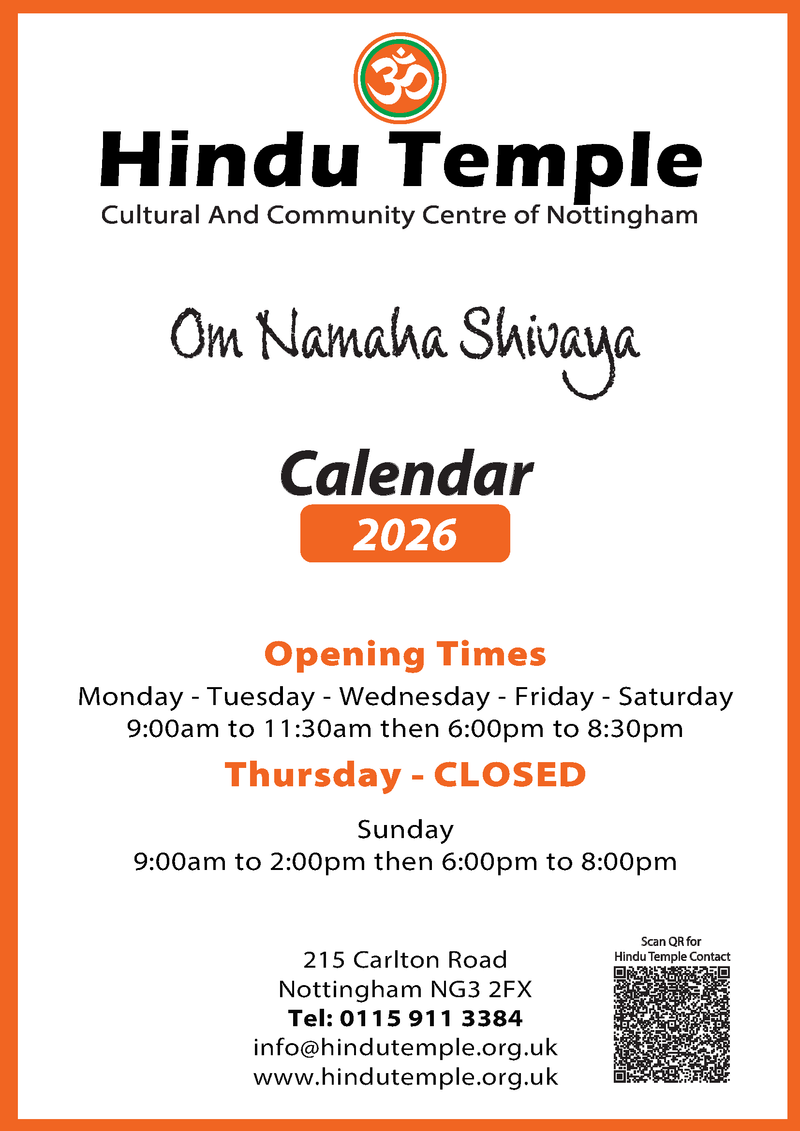 2026 - Hindu Temple Nottingham Calendar