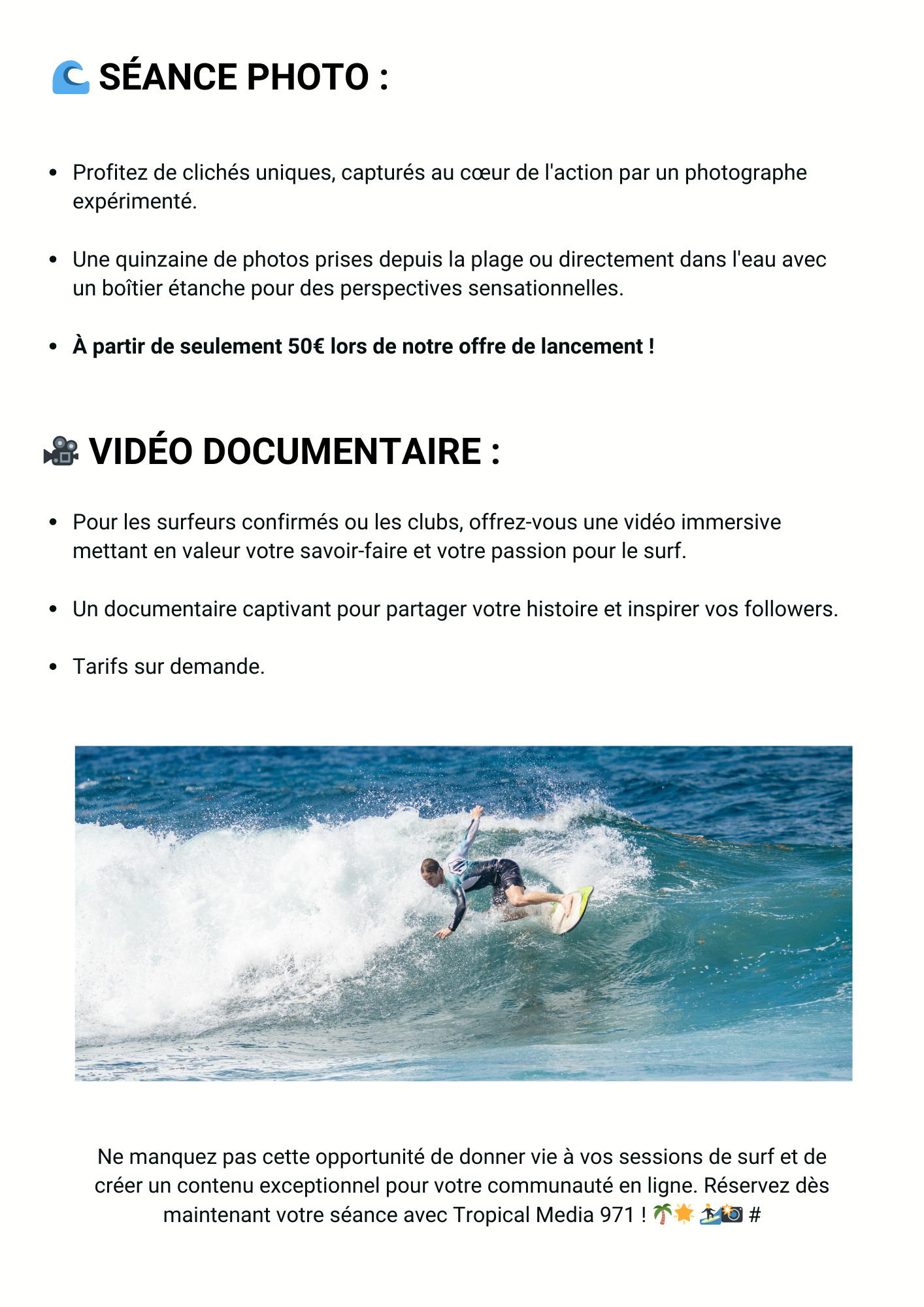 Les tarifs d'un shooting photo surf en Gwada