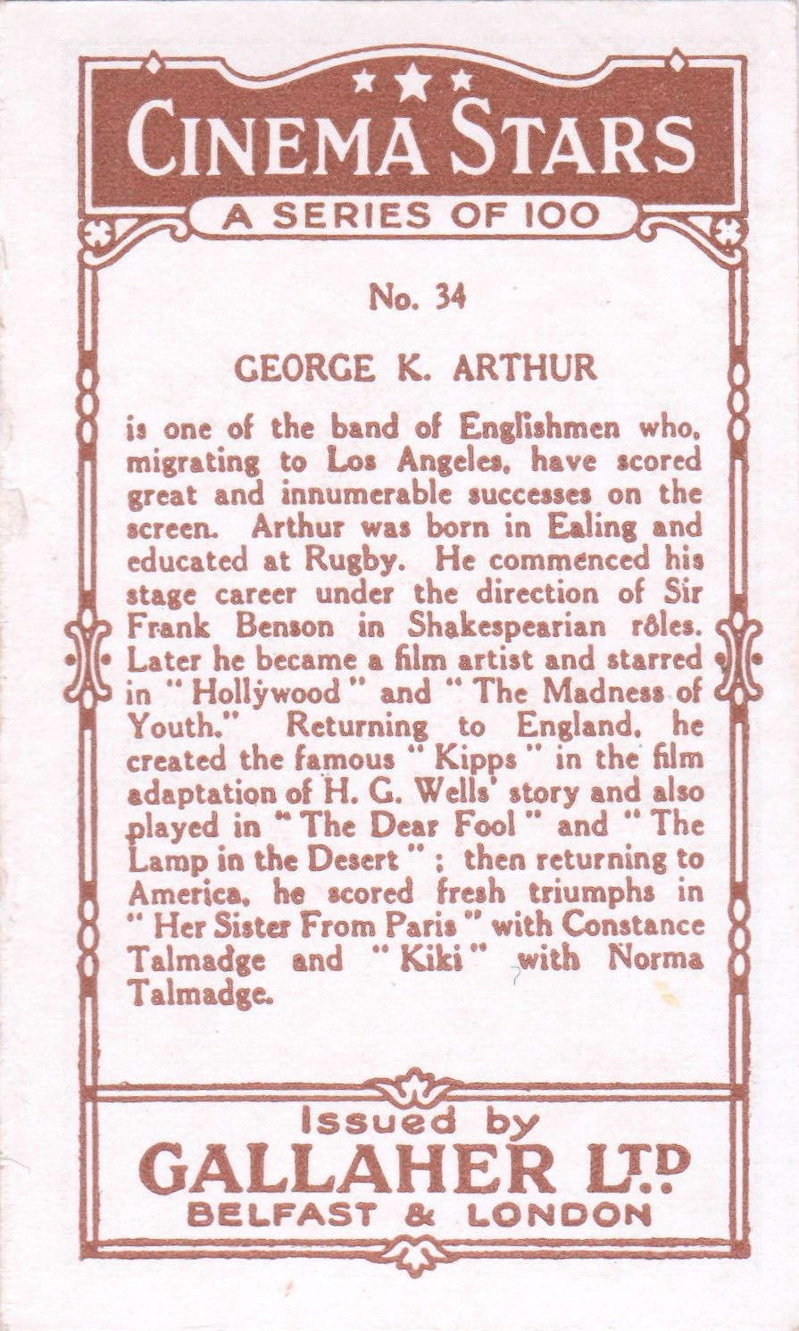 GEORGE K. ARTHUR