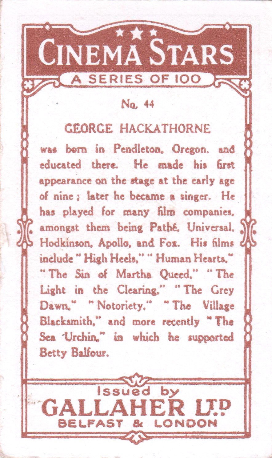 GEORGE HACKATHORNE