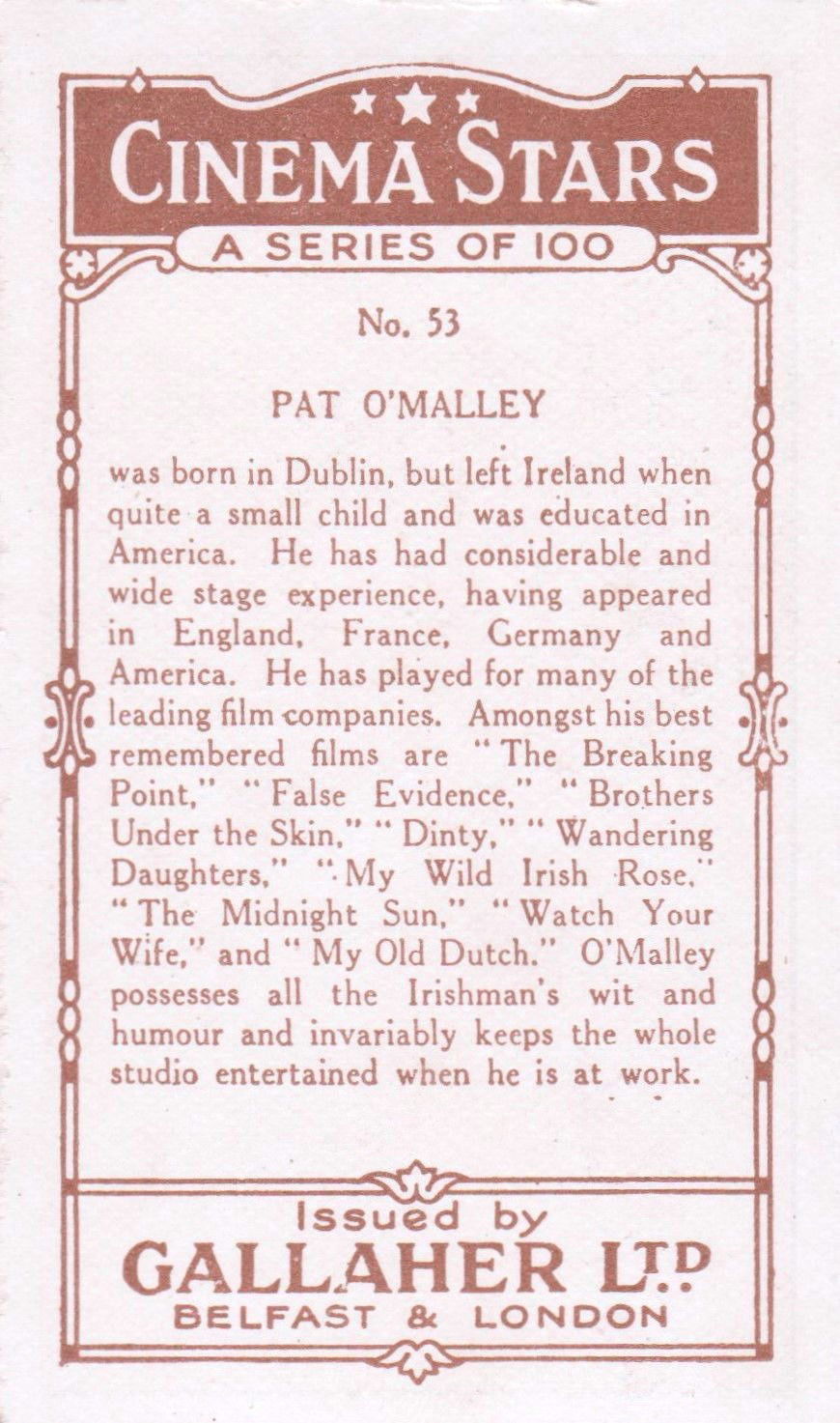 PAT O'MALLEY