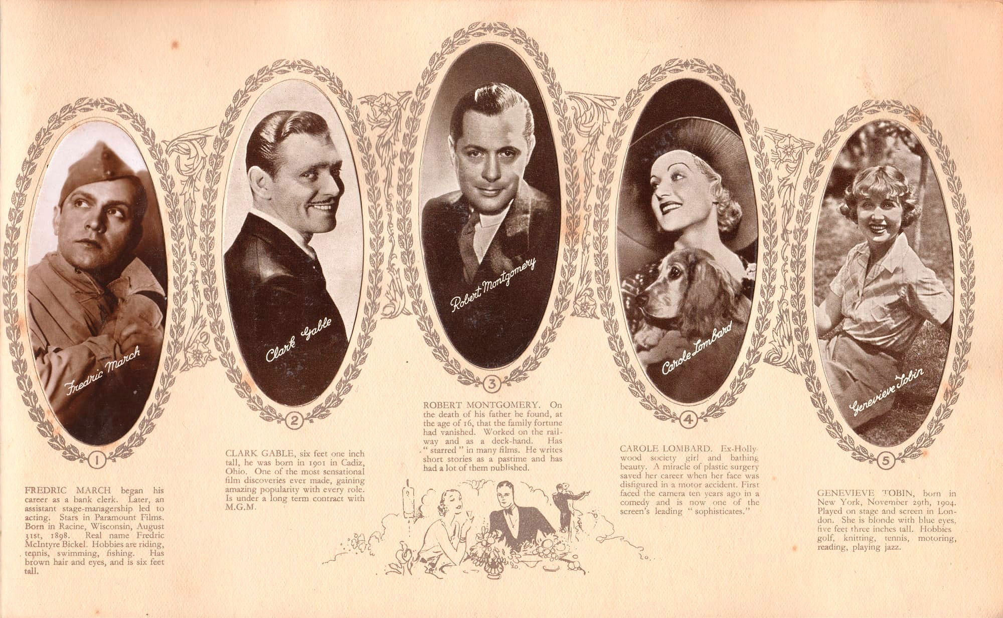 FREDERIC MARCH - CLARK GABLE - ROBERT MONGOMERY - CAROLE LOMBARD - GENEVIEVE TOBIN