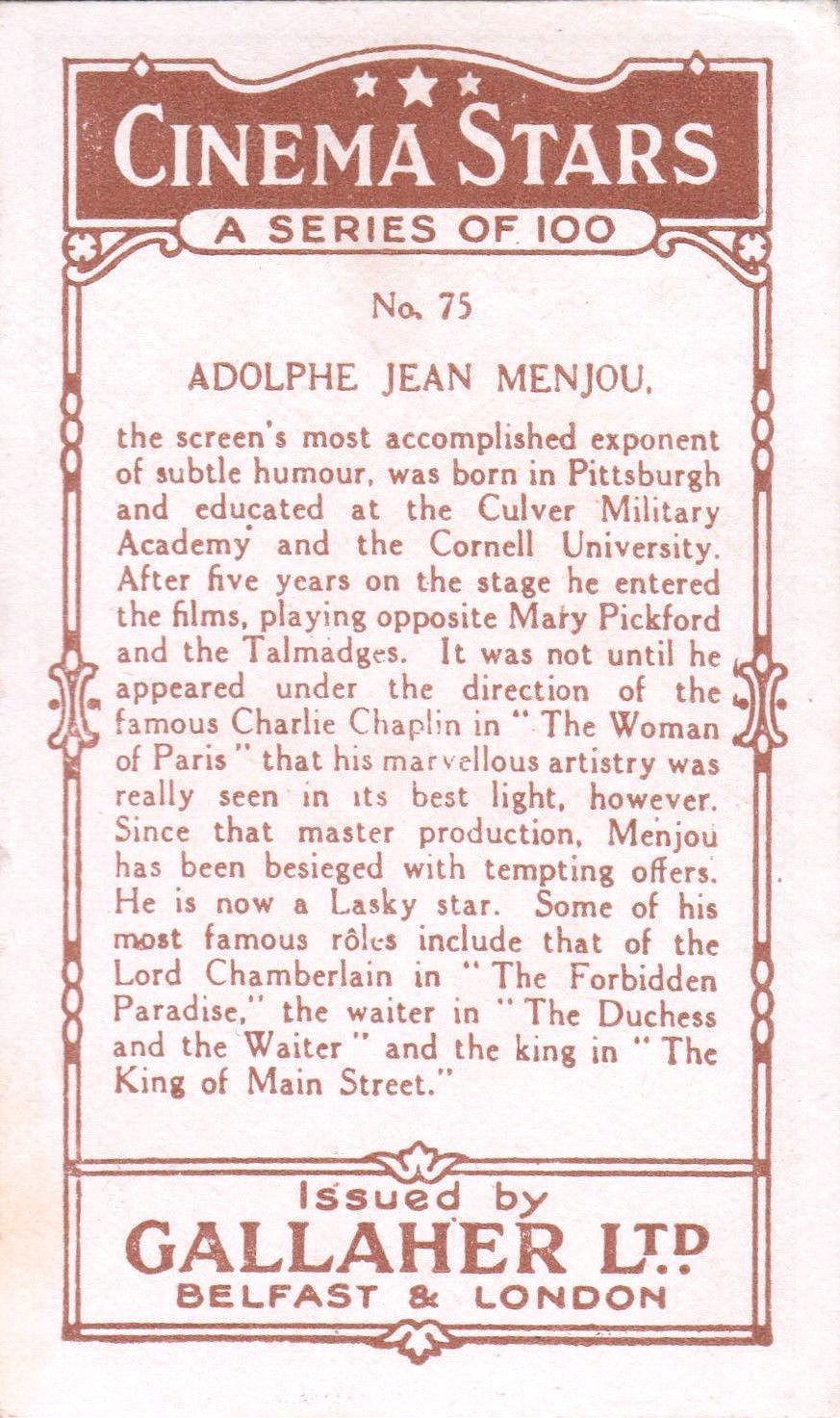 ADOLPHE MENJOU