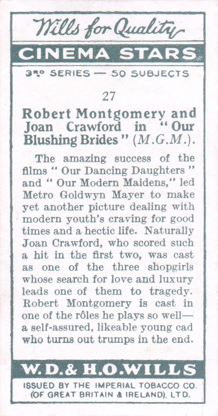 ROBERT MONTGOMERY & JOAN CRAWFORD in "OUR BLUSHING BRIDES"