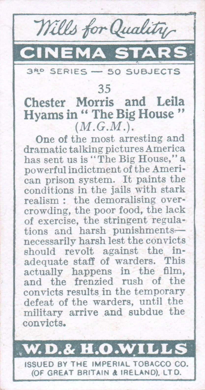 CHESTER MORRIS & LEILA HYAMS in "THE BIG HOUSE"