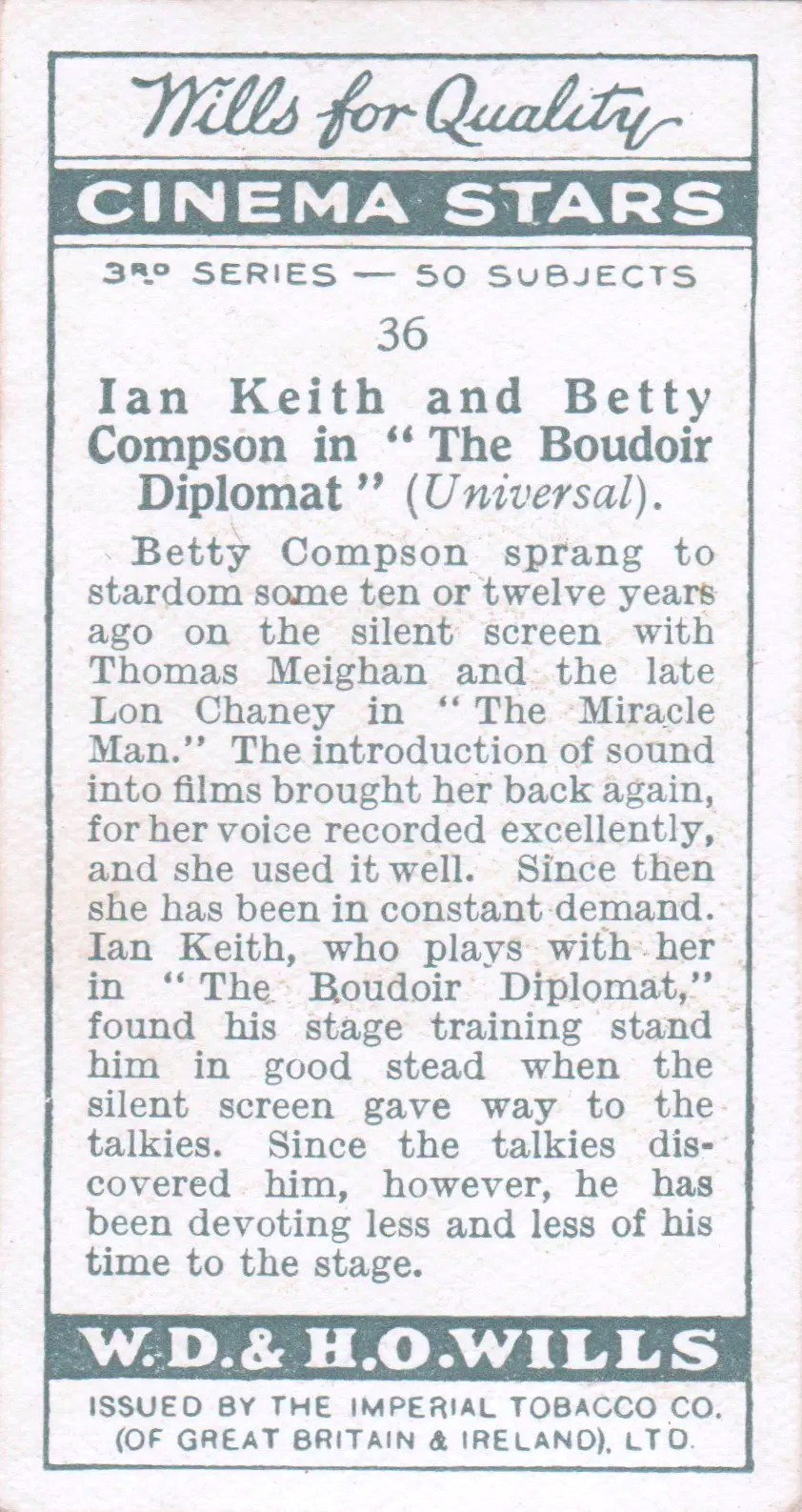 IAN KEITH & BETTY COMSON in "THE BOUDOIR DIPLOMAT"