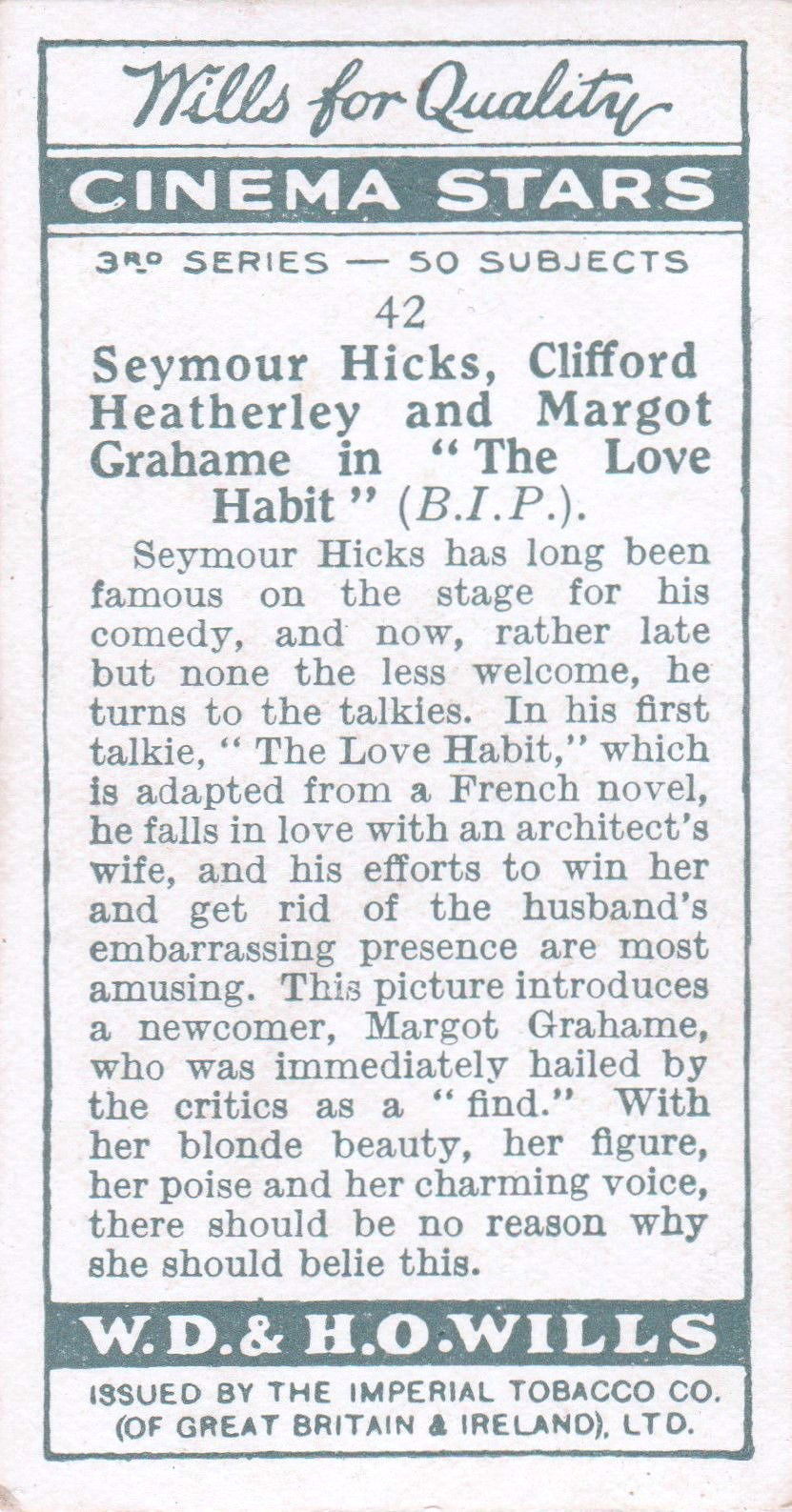 SEYMOUR HICKS, CLIFFORD HEATHERLEY & MARGOT GRAHAME in "THE LOVE HABIT"