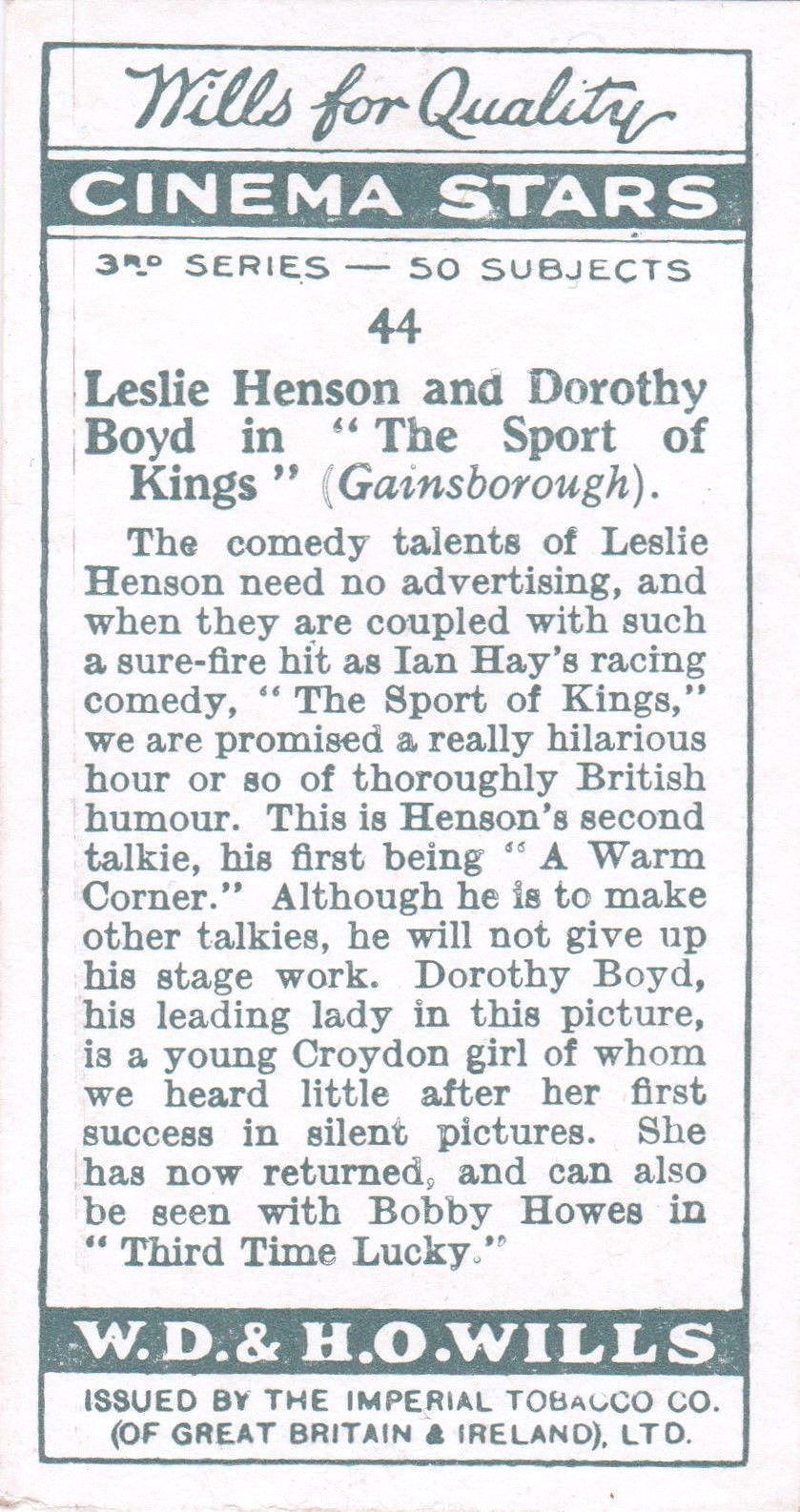 LESLIE HENSON & DOROTHY BOYD in "THE SPORT OF KINGS"