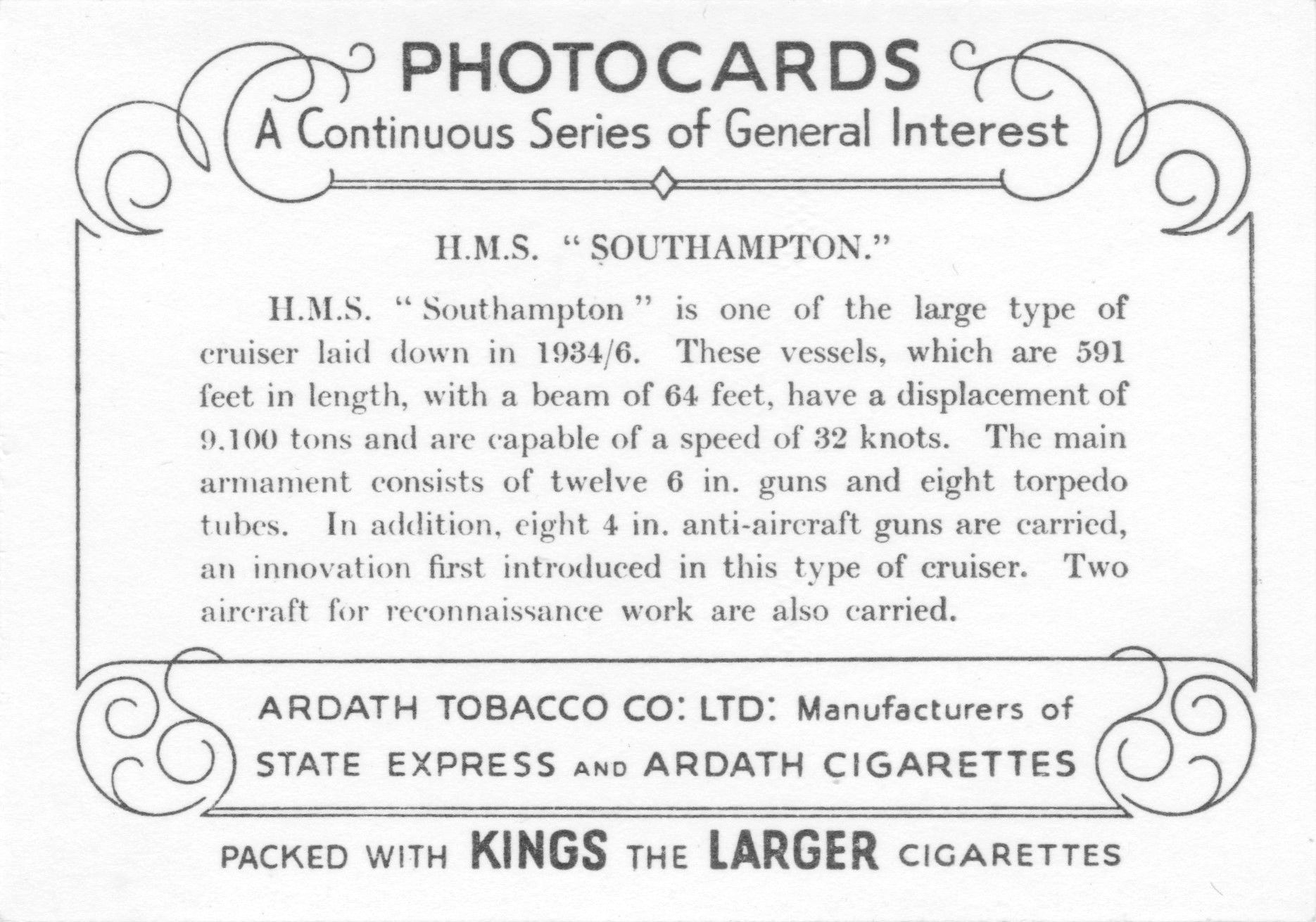 H.M.S. "SOUTHAMPTON"