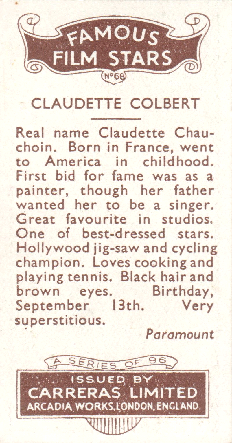 CLAUDETTE COLBERT