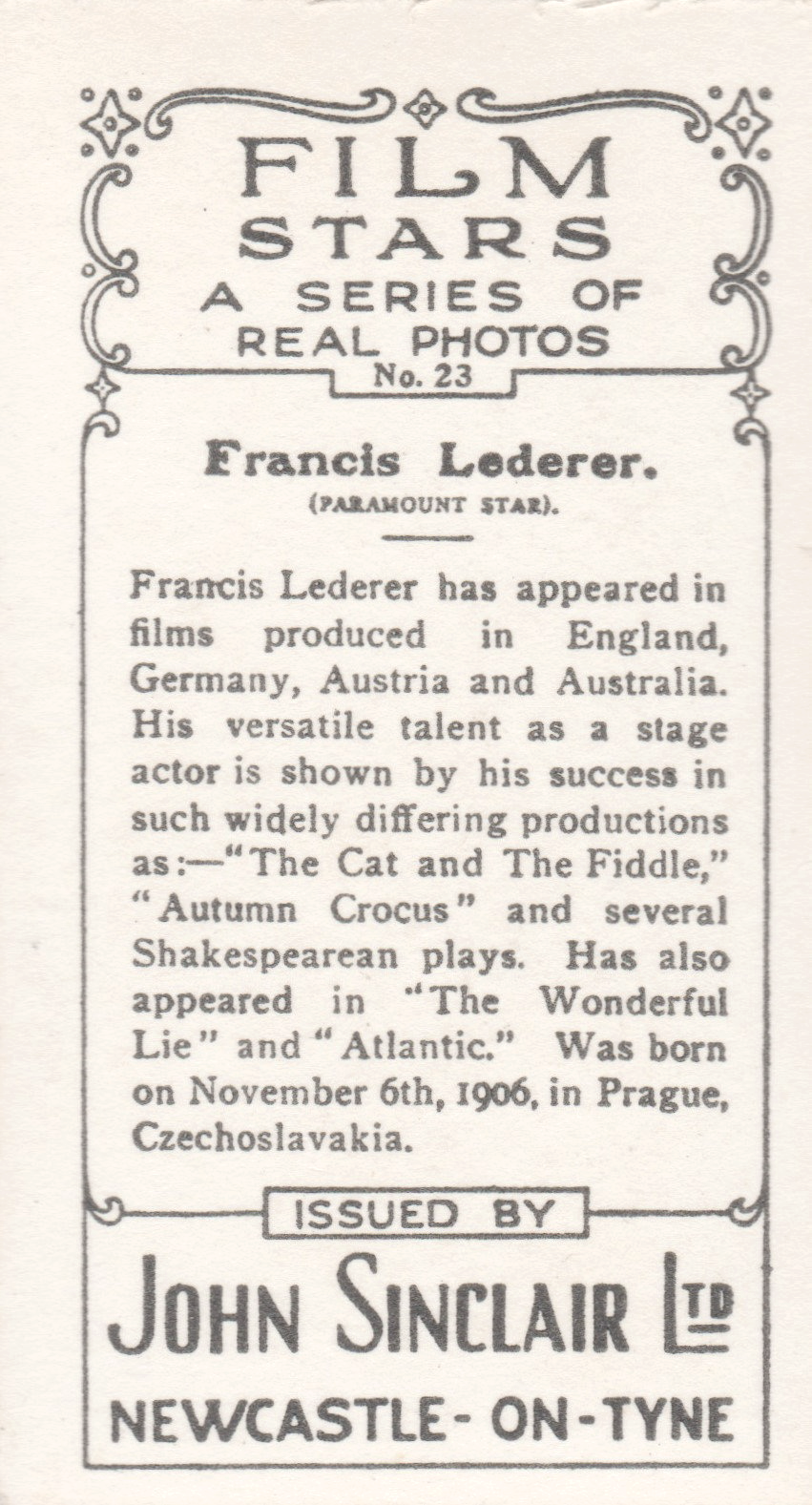 FRANCIS LEDERER
