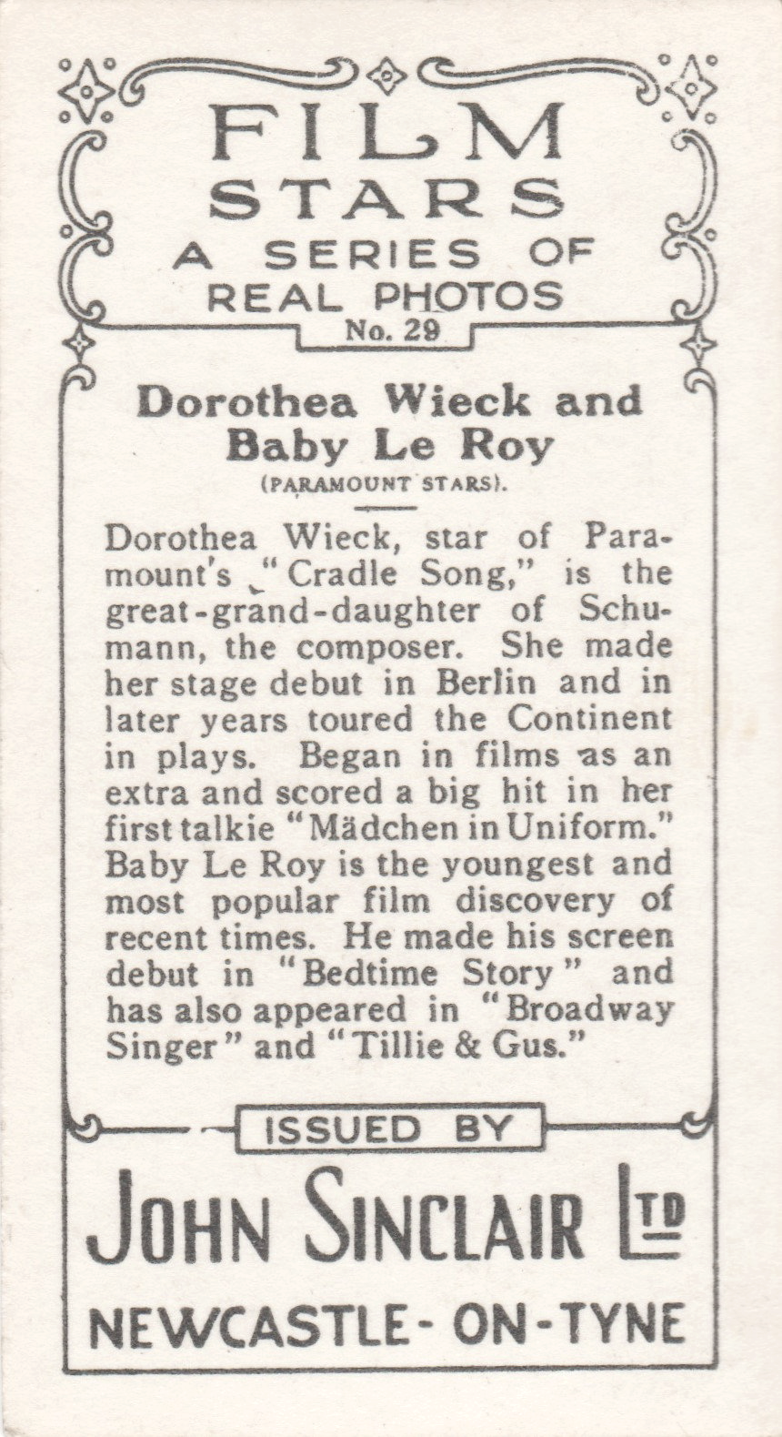 DOROTHEA WIECK AND BABY LE ROY