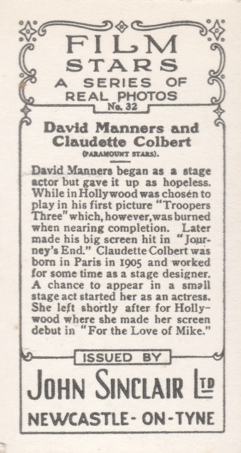 DAVID MANNERS AND CLAUDETTE COLBERT
