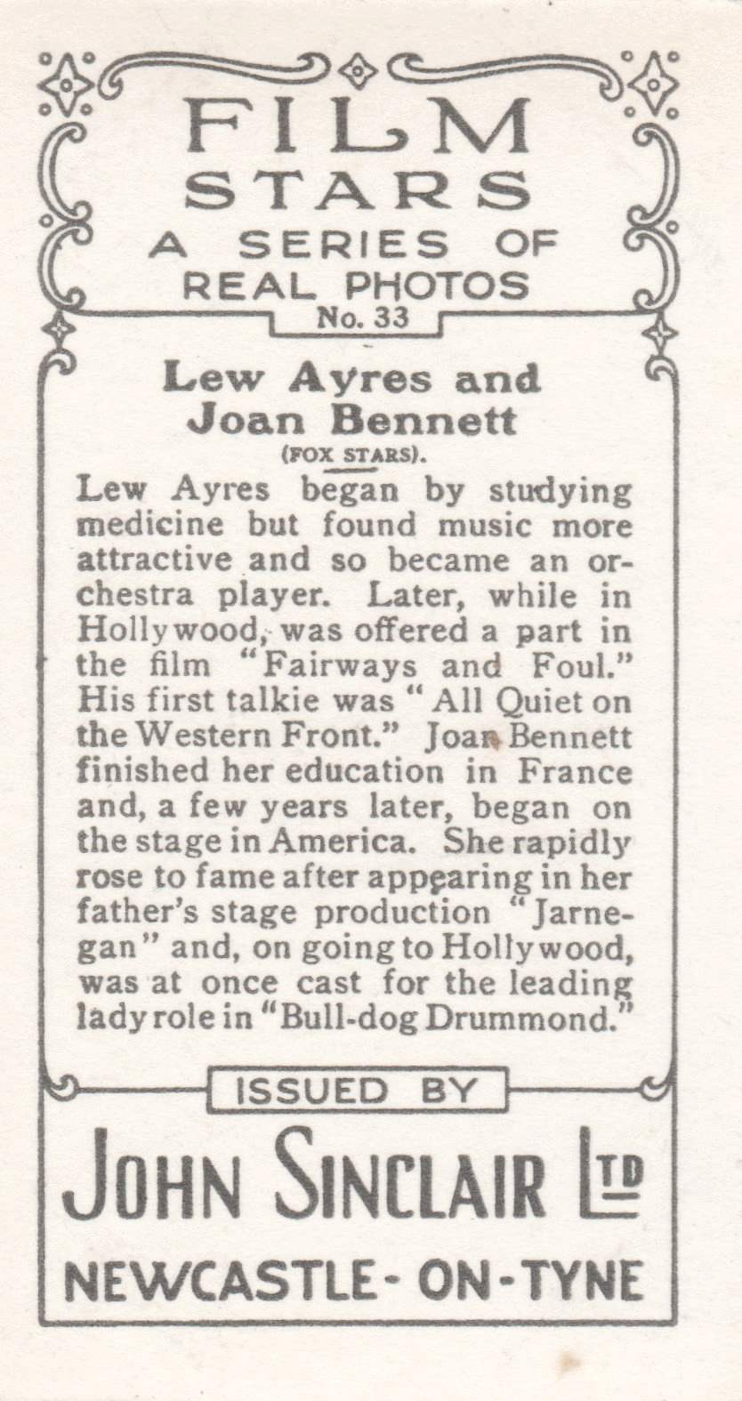 LEW AYRES AND JOAN BENNETT