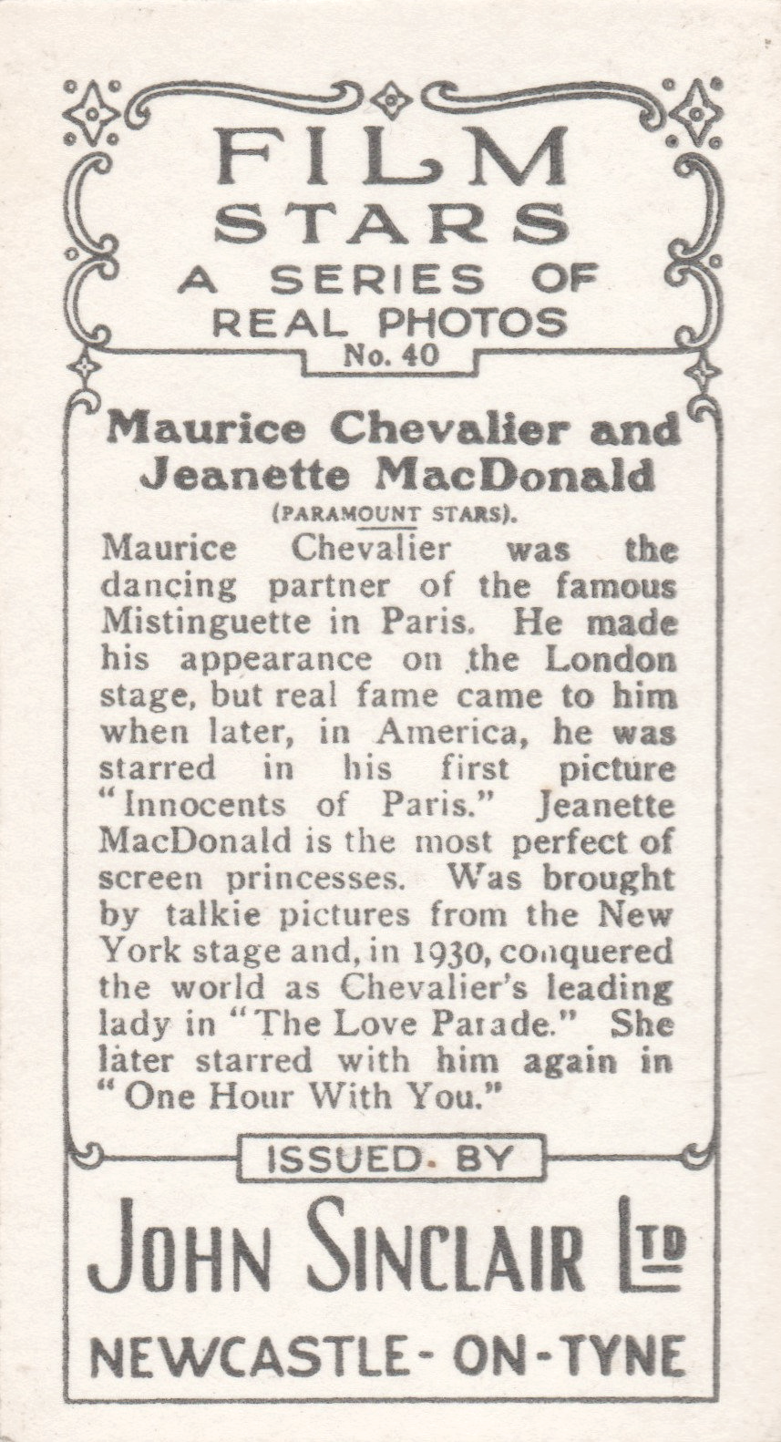 MAURICE CHEVALIER AND JEANETTE MACDONALD