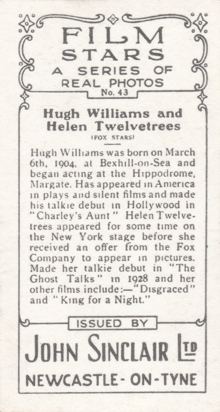 HUGH WILLIAMS AND HELEN TWELVETREES