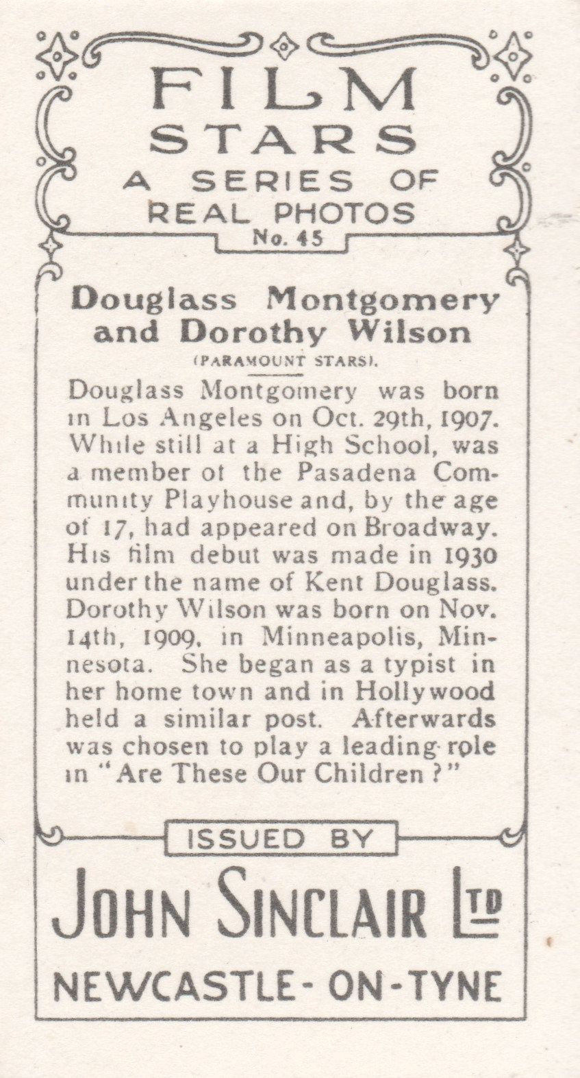 DOUGLASS MONTGOMERY AND DOROTHY WILSON