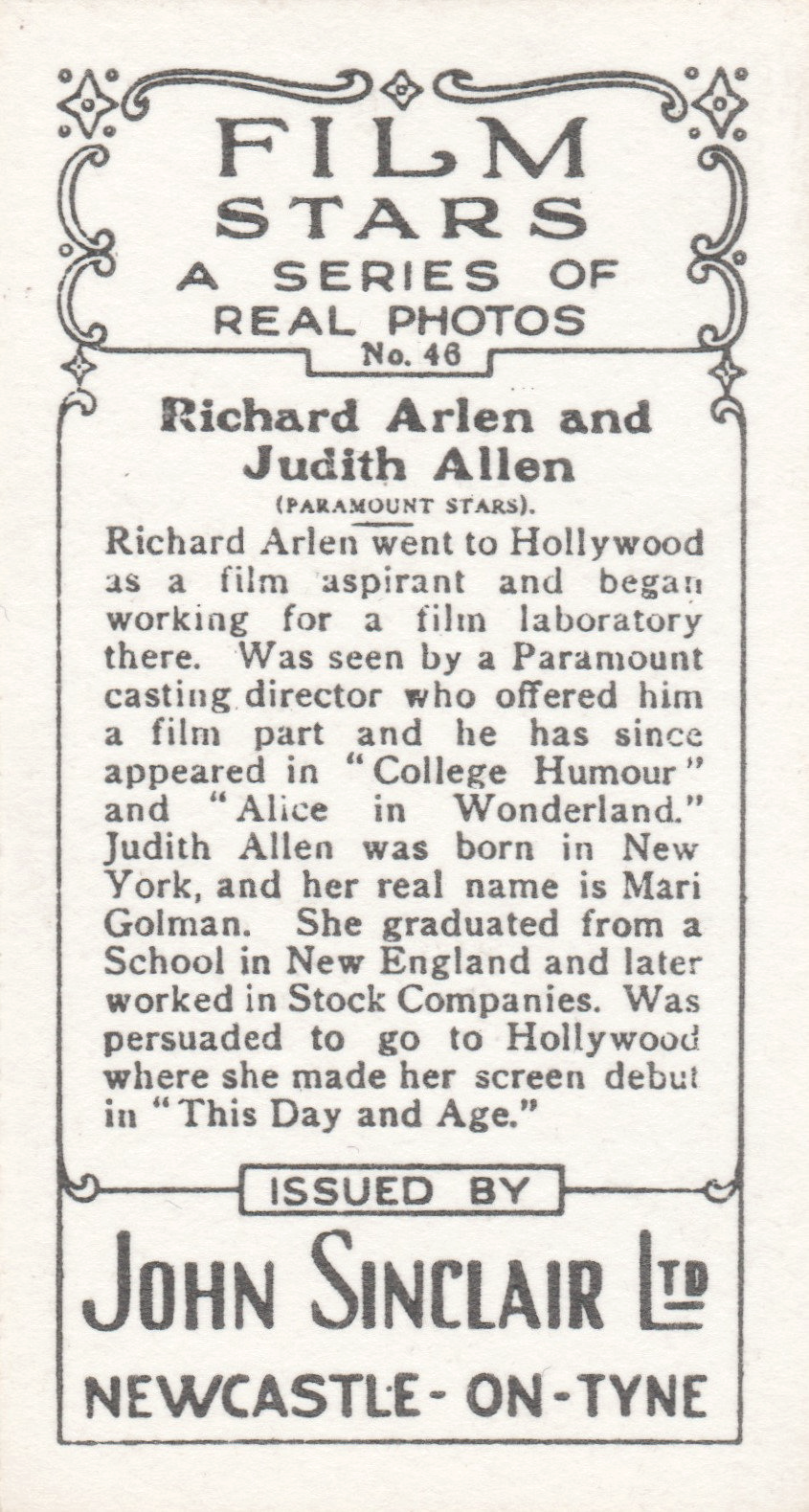 RICHARD ARLEN AND JUDITH ALLEN