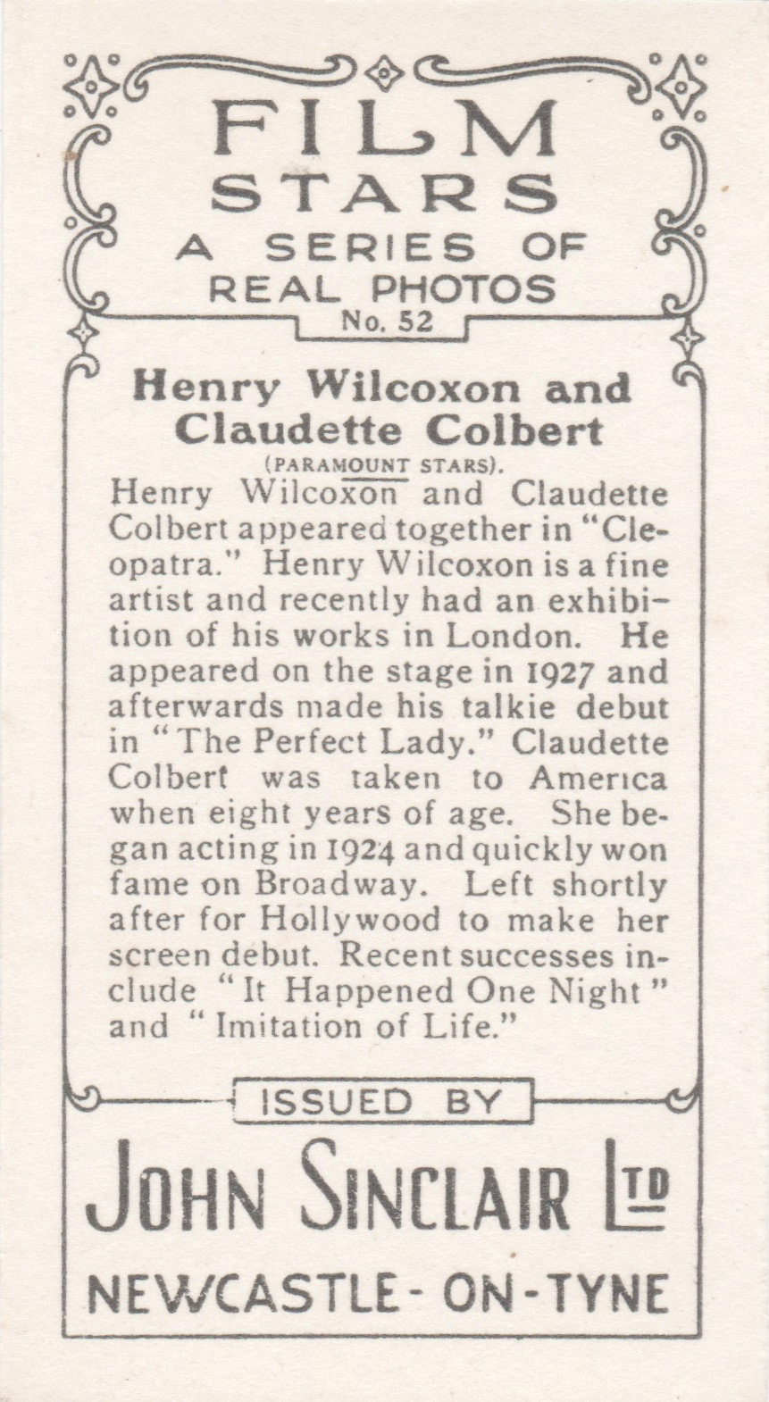 HENRY WILCOXON AND CLAUDETTE COLBERT