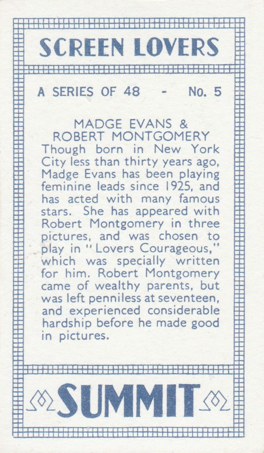 MADGE EVANS & ROBERT MONTGOMERY