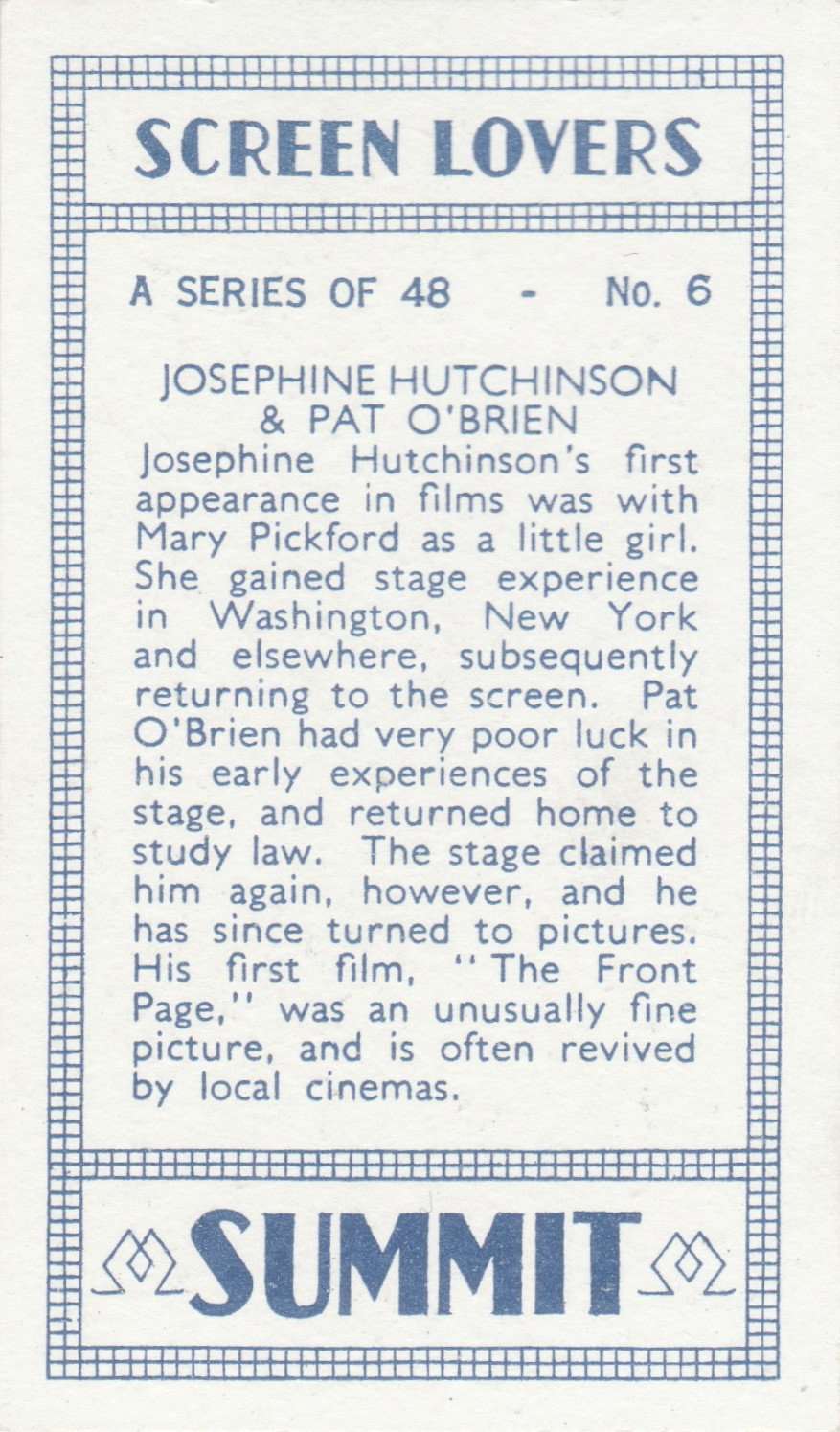 JOSEPHINE HUTCHINSON & PAT O'BRIEN