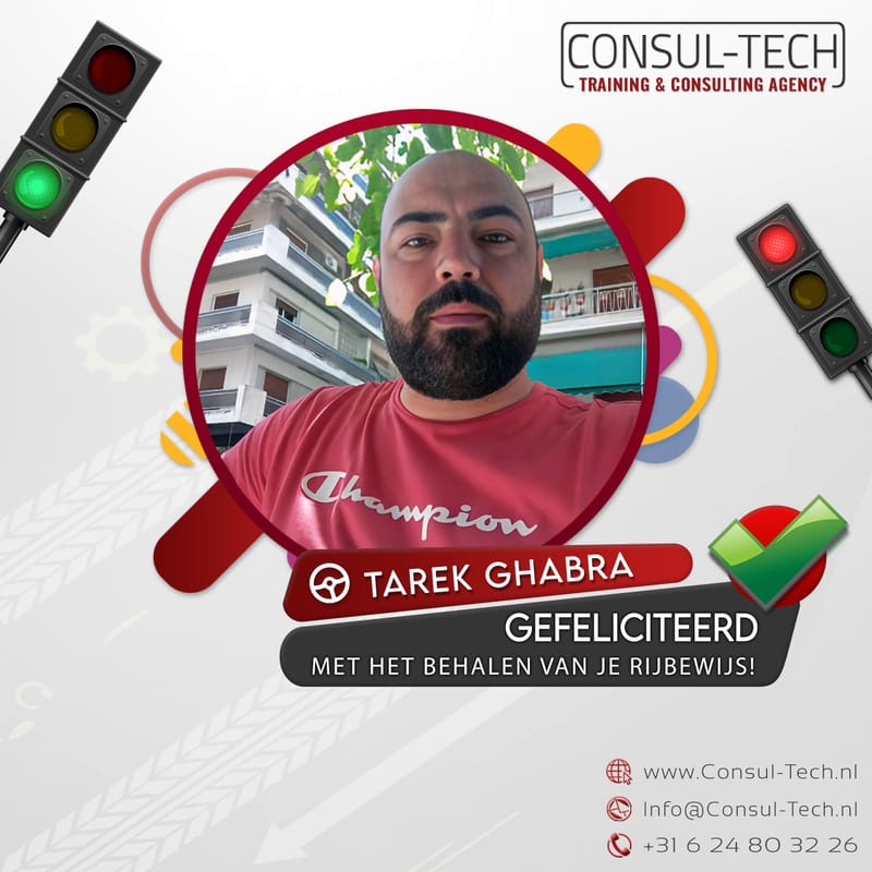 🎉 Gefeliciteerd Tarek met het behalen van je rijbewijs! 🚗