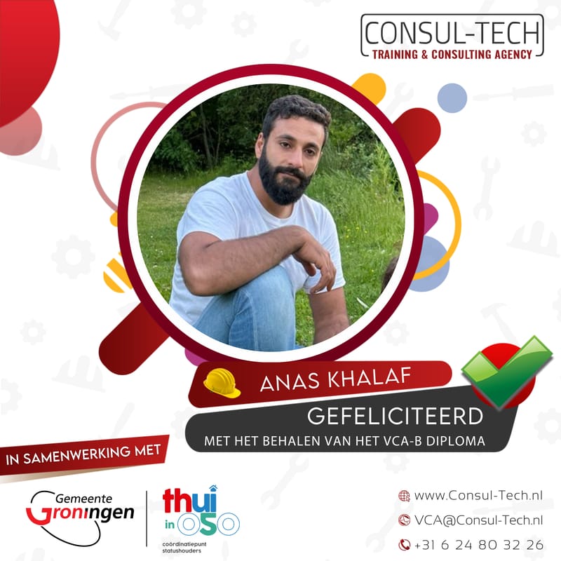 🎉 Anas heeft zijn VCA-Basis certificaat behaald! 👷‍♂️🌟