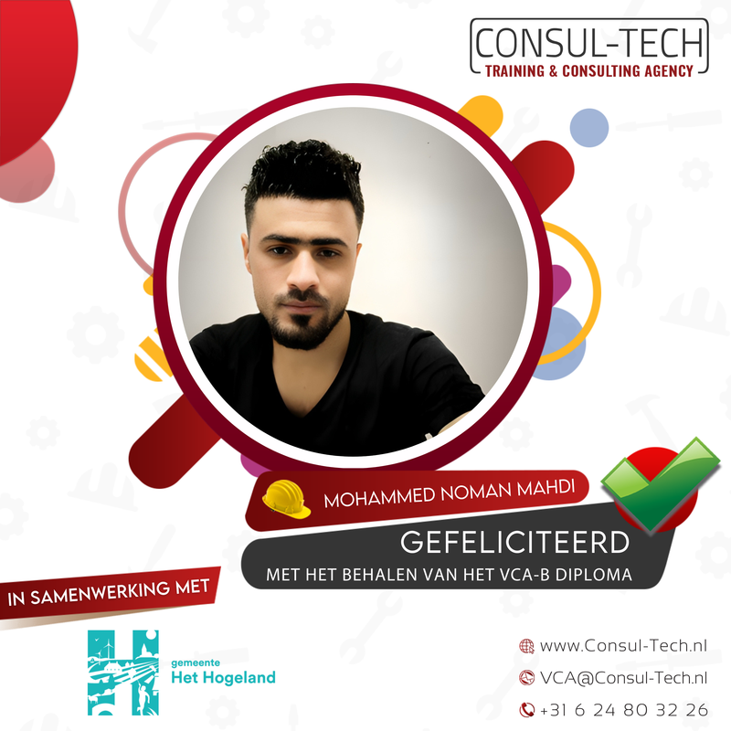 Mohamed heeft zijn VCA-Basis-certificaat behaald!