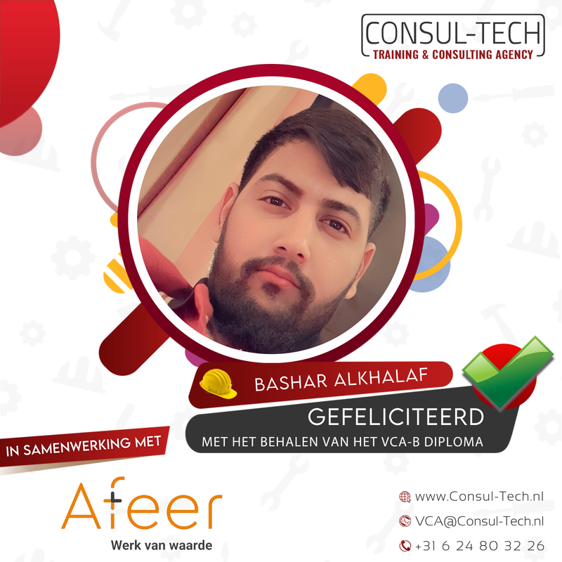 Bashar is geslaagd voor het VCA-Basis-examen ✅ 👷‍♂️