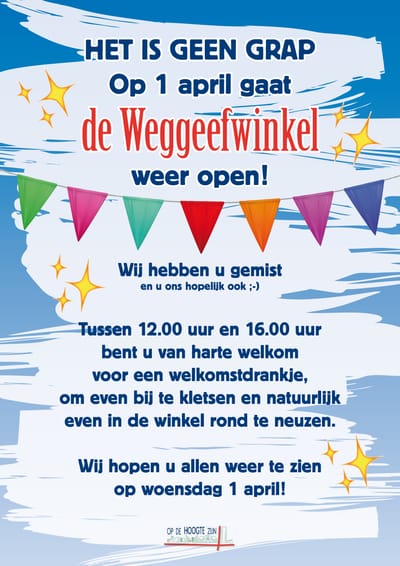 Heropening Weggeefwinkel de Hoogte - 1 april