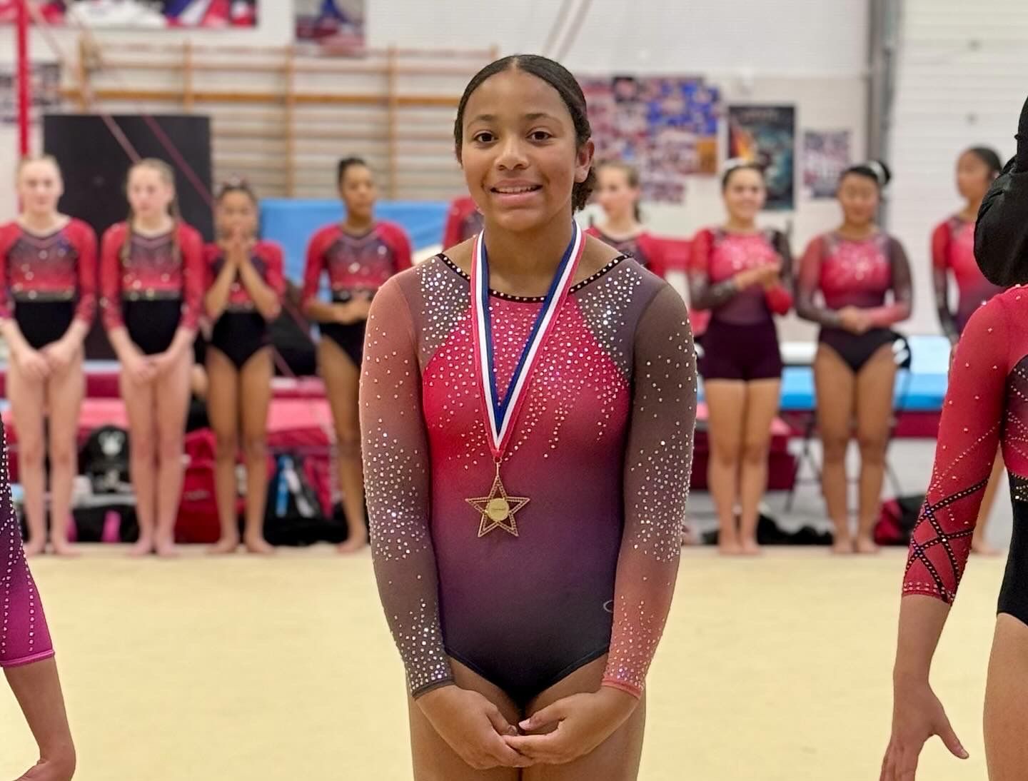 Grace 1st place bars in Bronze competition