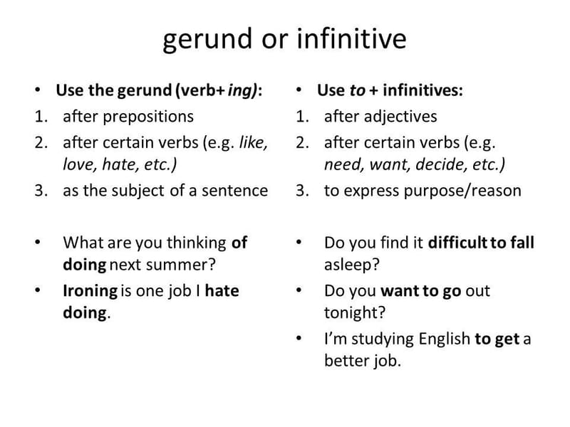 GERUND (DANH ĐỘNG TỪ) VÀ INFINITIVES (ĐỘNG TỪ NGUYÊN MẪU)