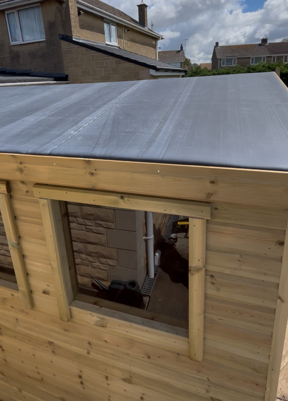 Shed Installed with Rubber Roof