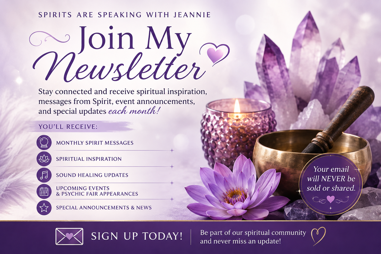 Click here: to join my monthly newsletter