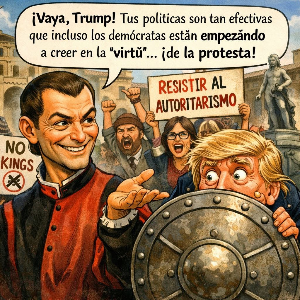 Maquiavelo con su típica sonrisa astuta se burla de Trump
