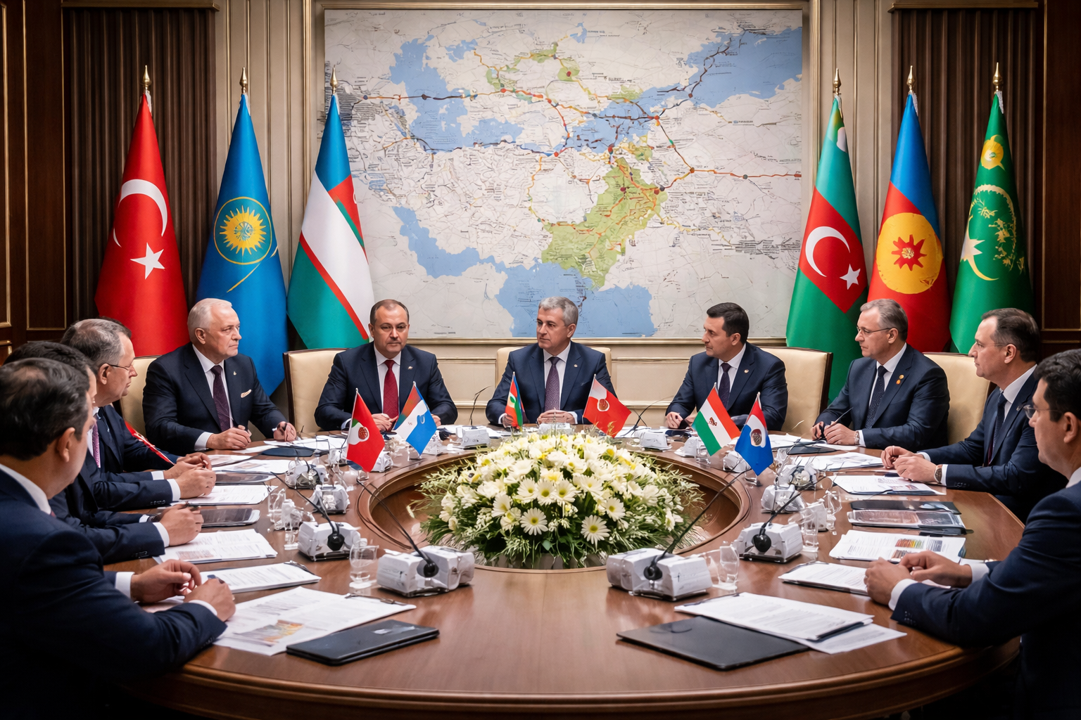 En la imagen representa una reunión de líderes de la Organización de Estados Túrquicos