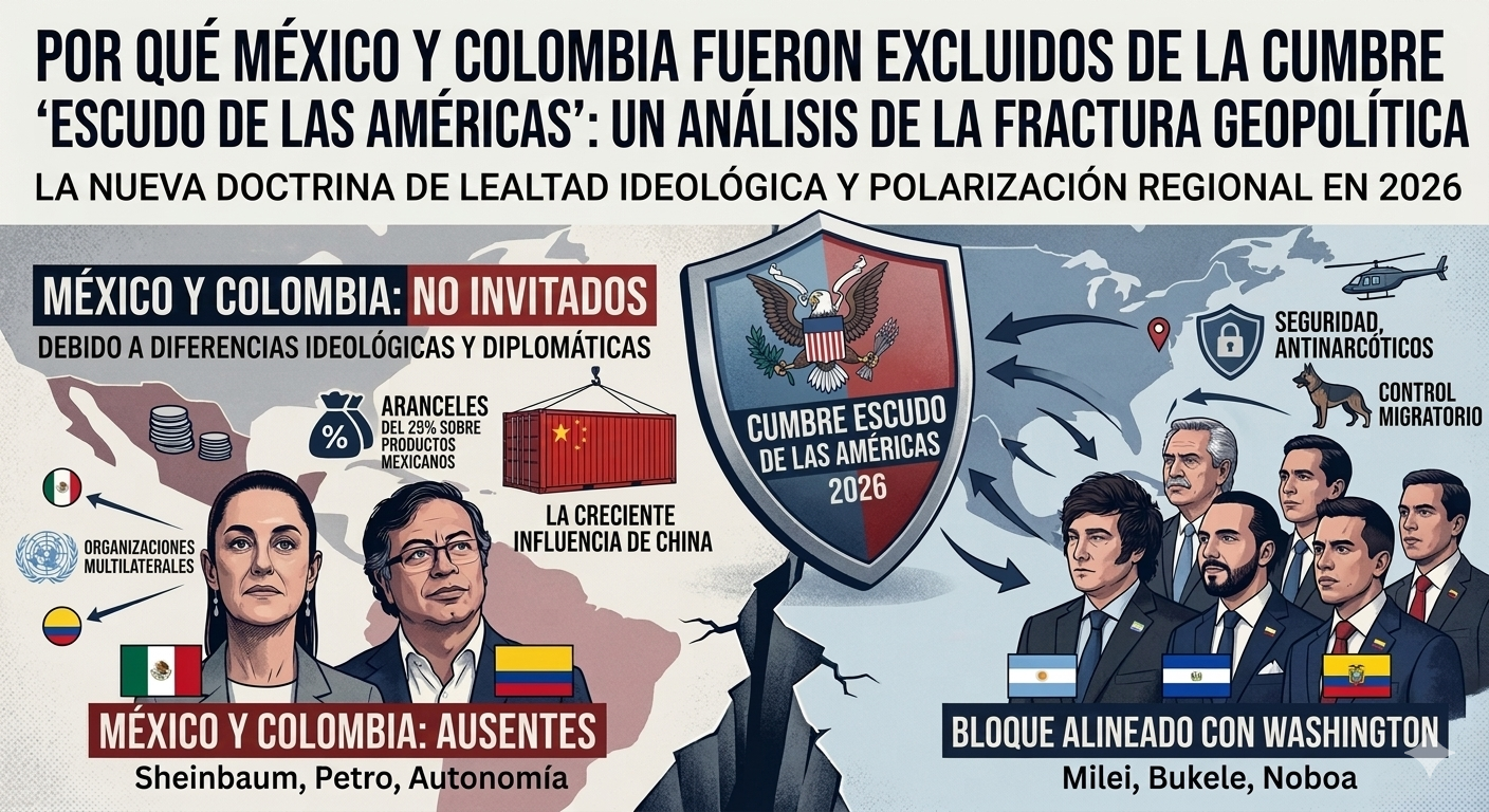 Infografía que explica por qué México y Colombia fueron excluidos de la Cumbre de las Américas