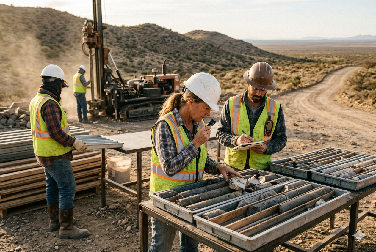 Trabajadores en las minas de litio, a la intemperie.