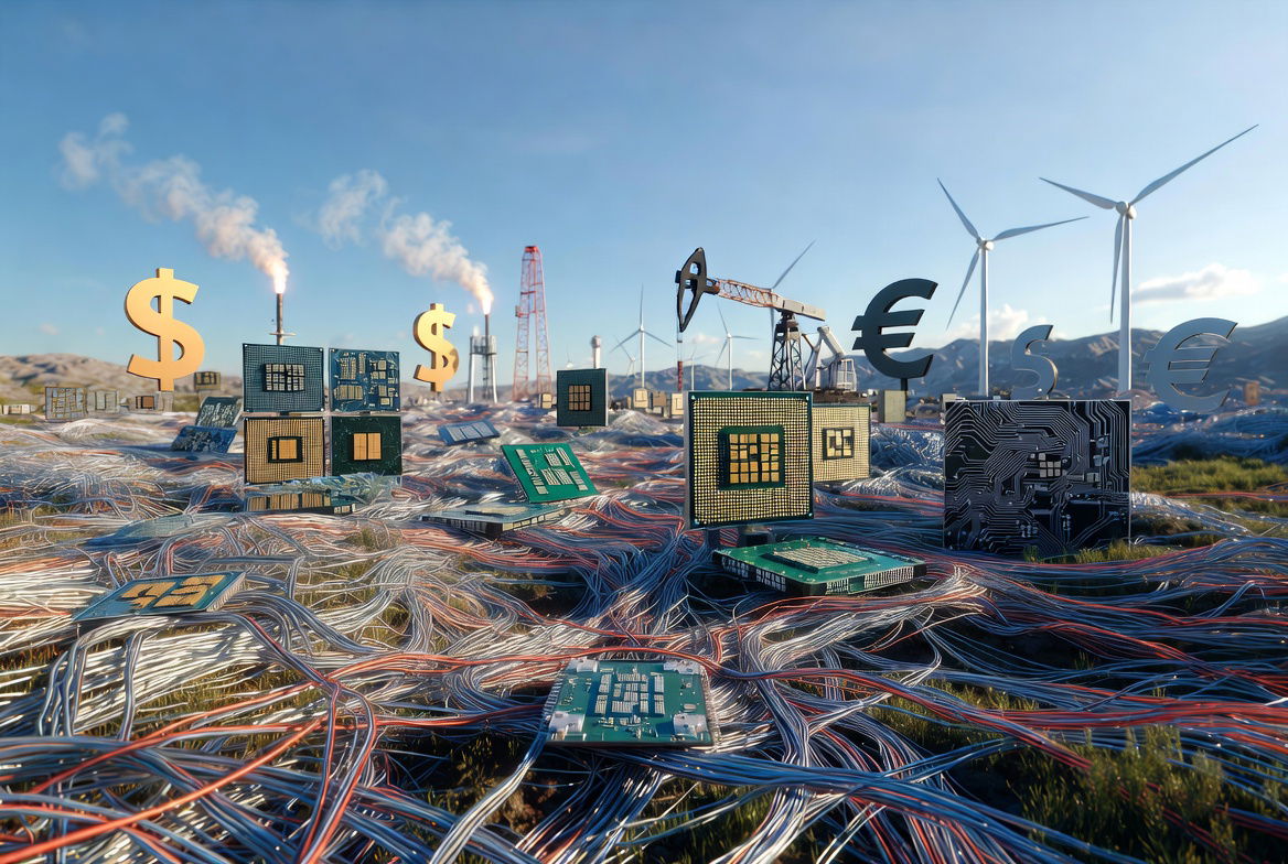 Cableado que interconecta los recursos naturales y las economías del mundo.