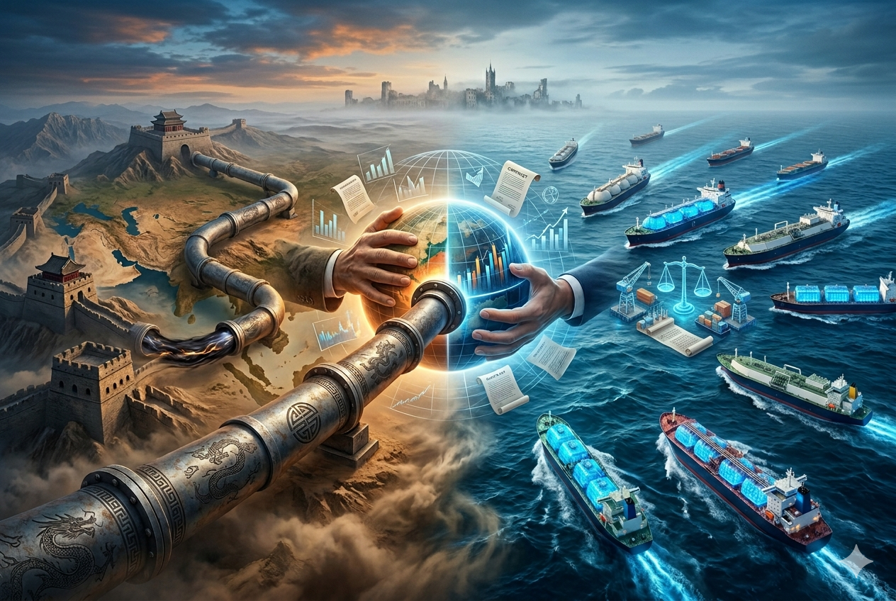 Choque geopolítico: un gran oleoducto terrestre chino compite contra barcos metaneros americanos por el control global.